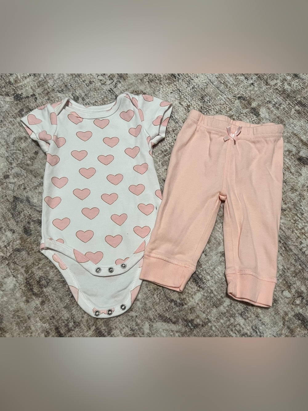 Pink Heart Bodysuit with Soft Pink Jogger Pants - Baby Girls